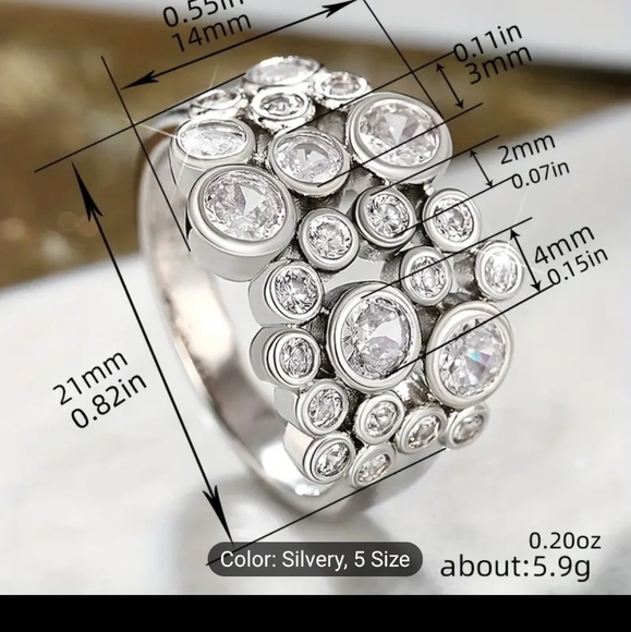 🫧 🫧NEW🫧🫧 BEAUTIFUL!! Bubble CZ Ring in SILVER Plating - Picture 6 of 15